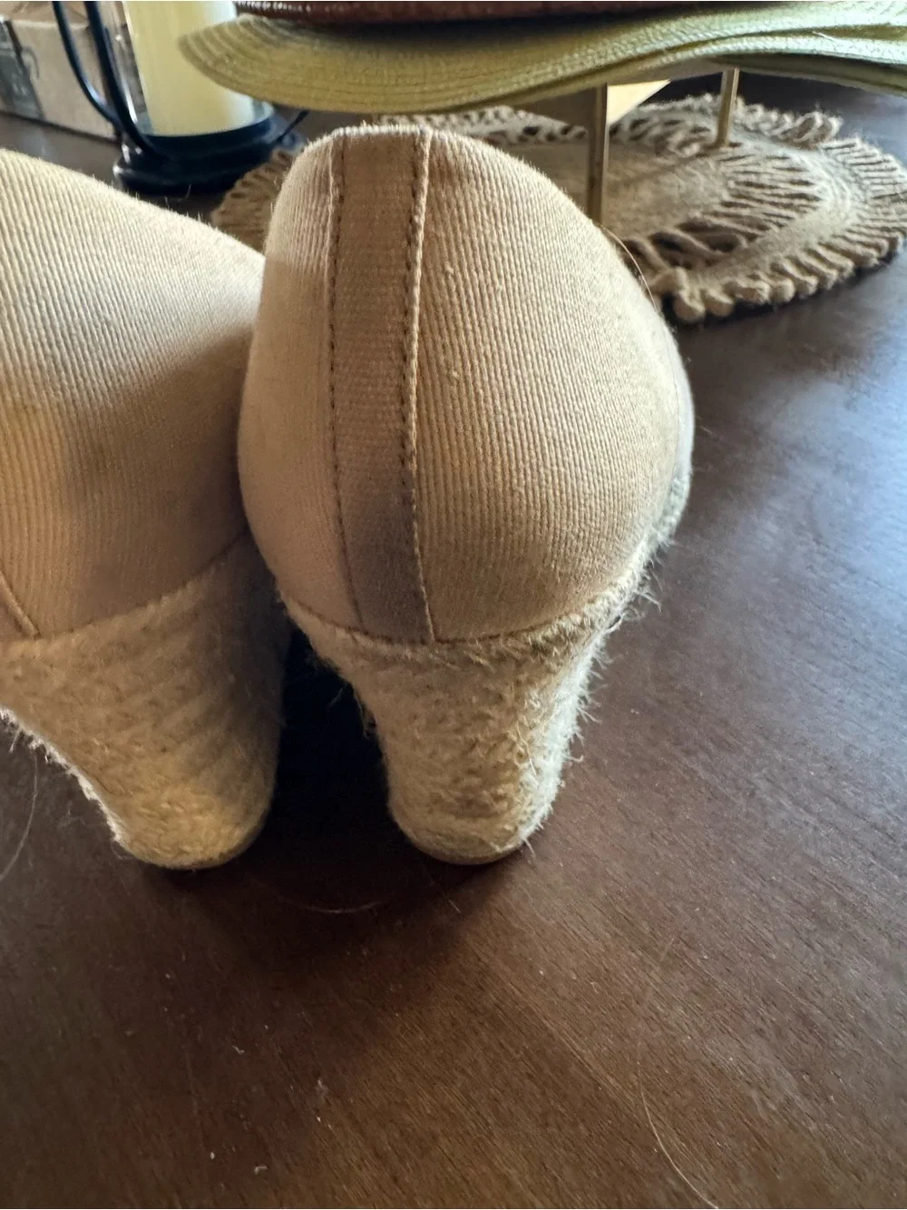 J. Crew Beige Canvas Espadrille Wedge Slip-On Heels Size 9